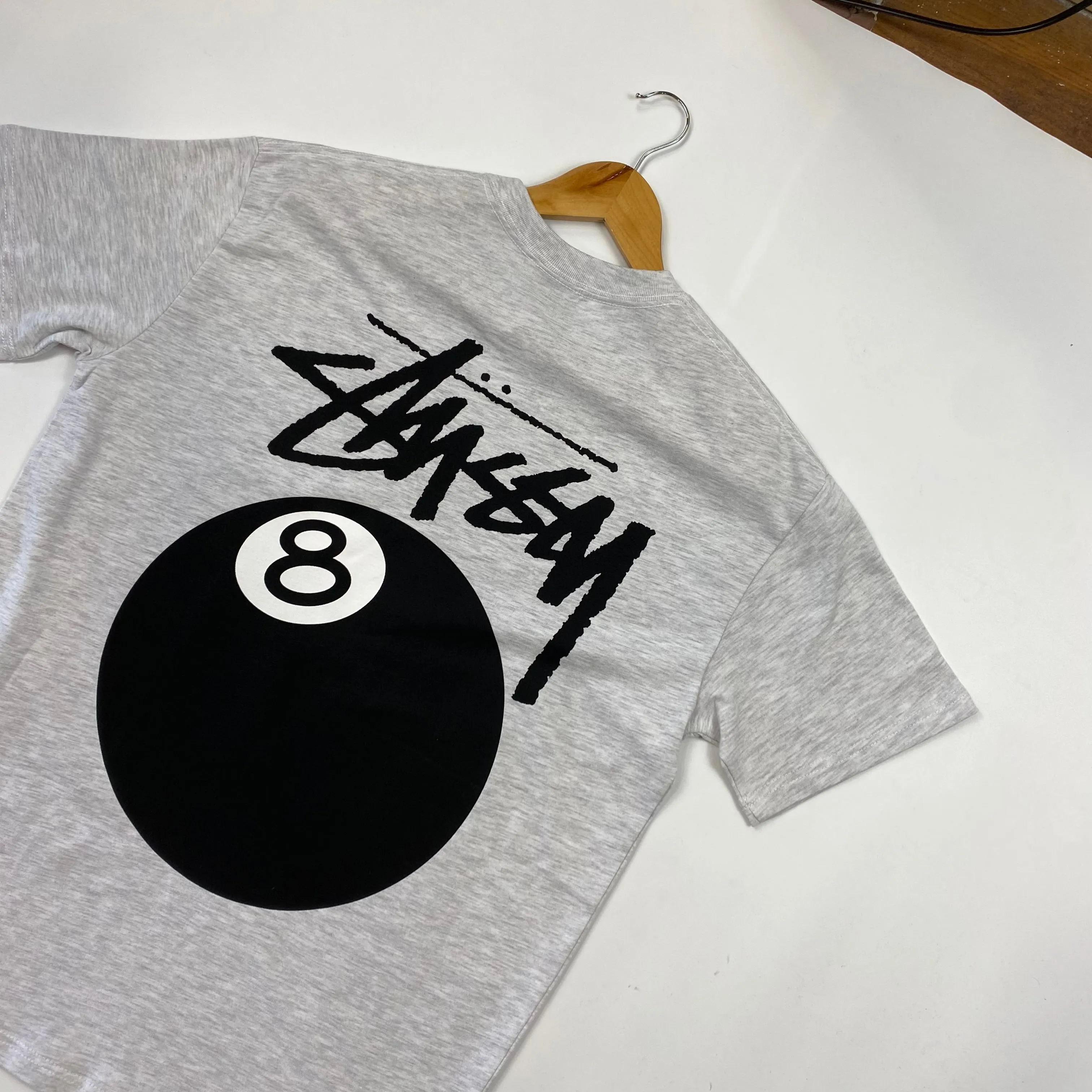 Stussy Grey 8 Ball Graphic T-shirt