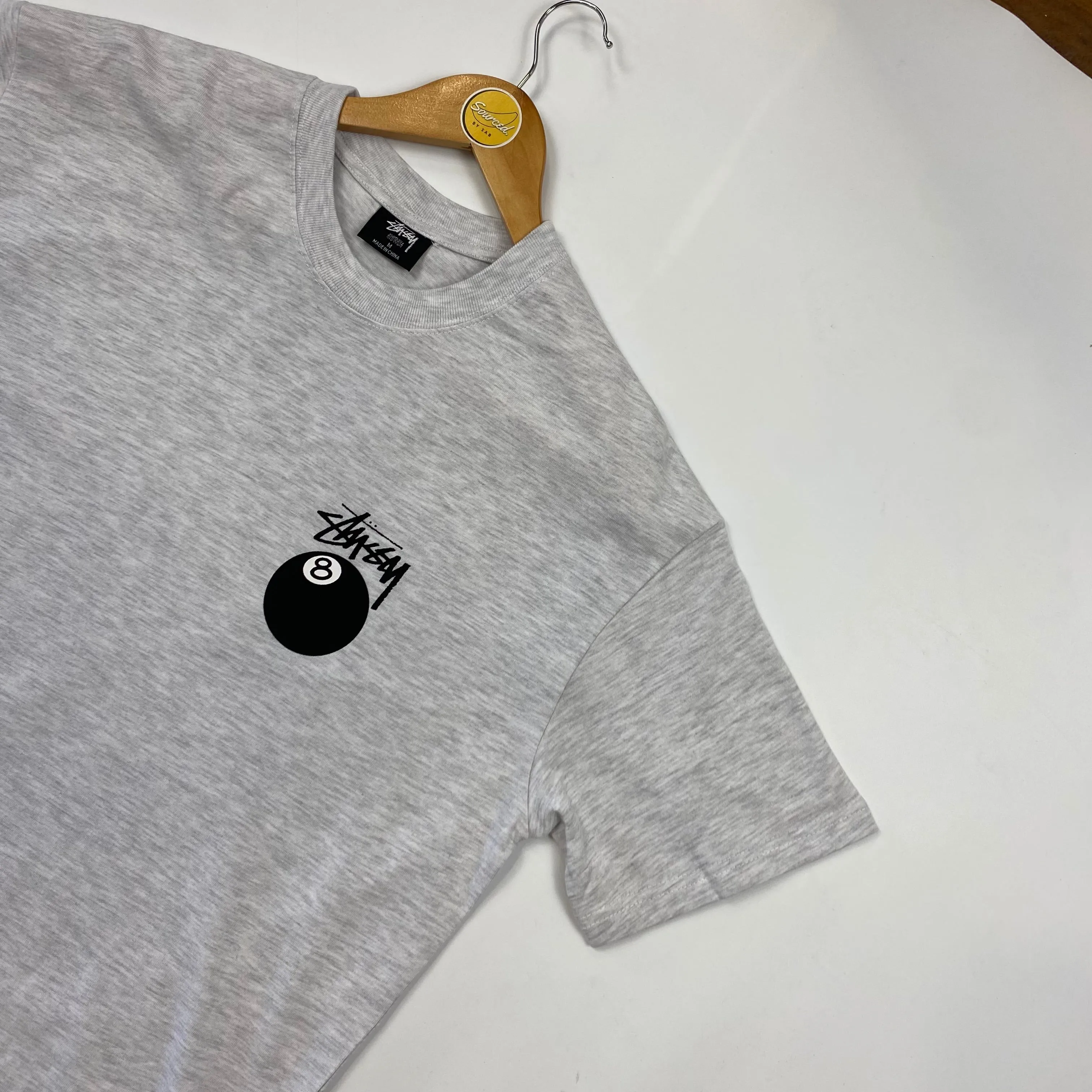 Stussy Grey 8 Ball Graphic T-shirt