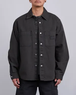 Stussy Heavy Washed Canvas Shirt Jacket Black