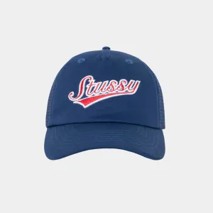 STUSSY LOW PROFILE ATHLETIC TRUCKER HAT - LIGHT NAVY