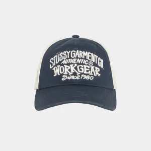 STUSSY LOW PROFILE WORKGEAR STRAPBACK HAT - NAVY