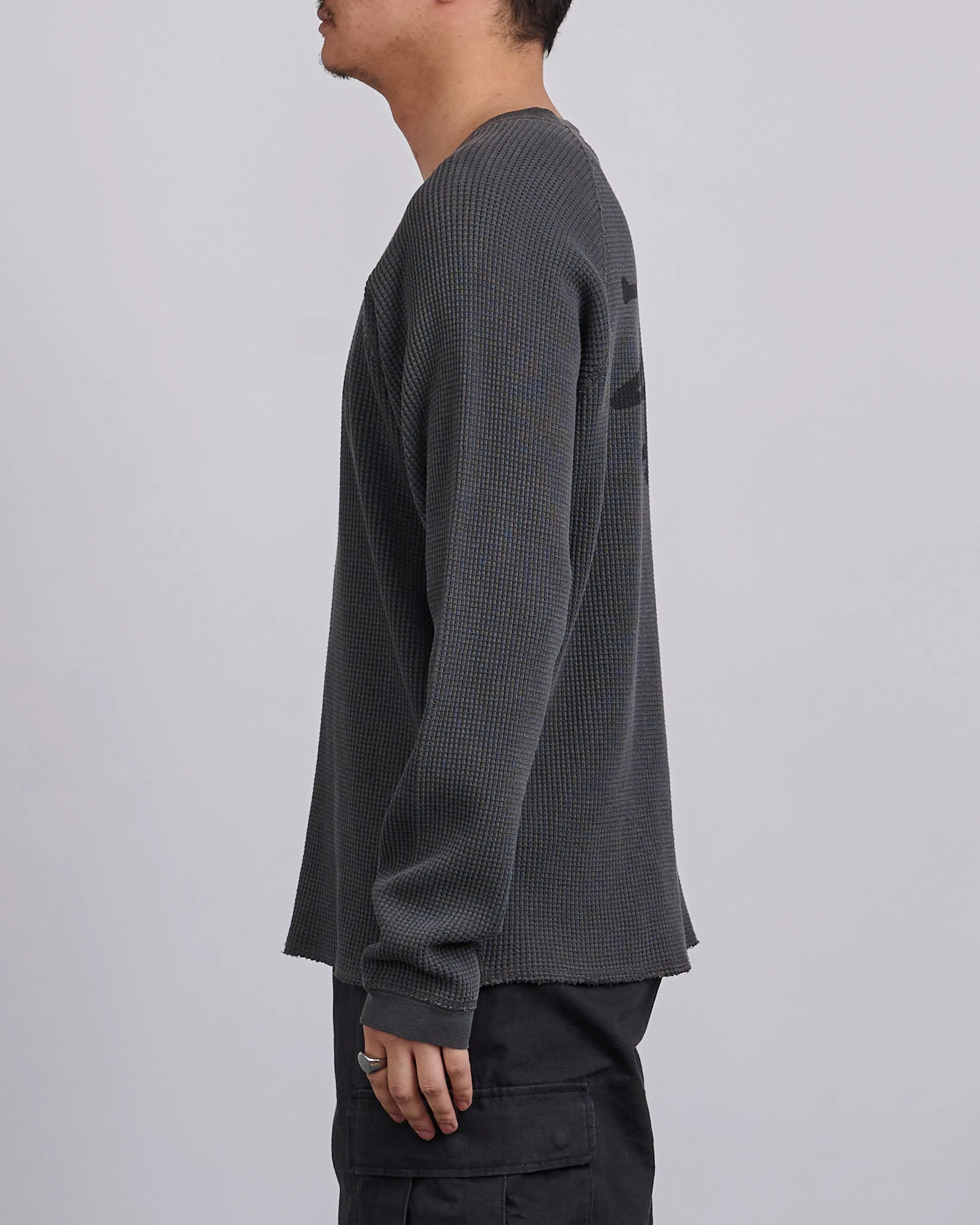 Stussy Raglan Basic Stock Thermal Crewneck Washed Black