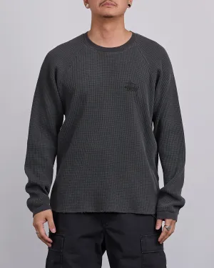 Stussy Raglan Basic Stock Thermal Crewneck Washed Black