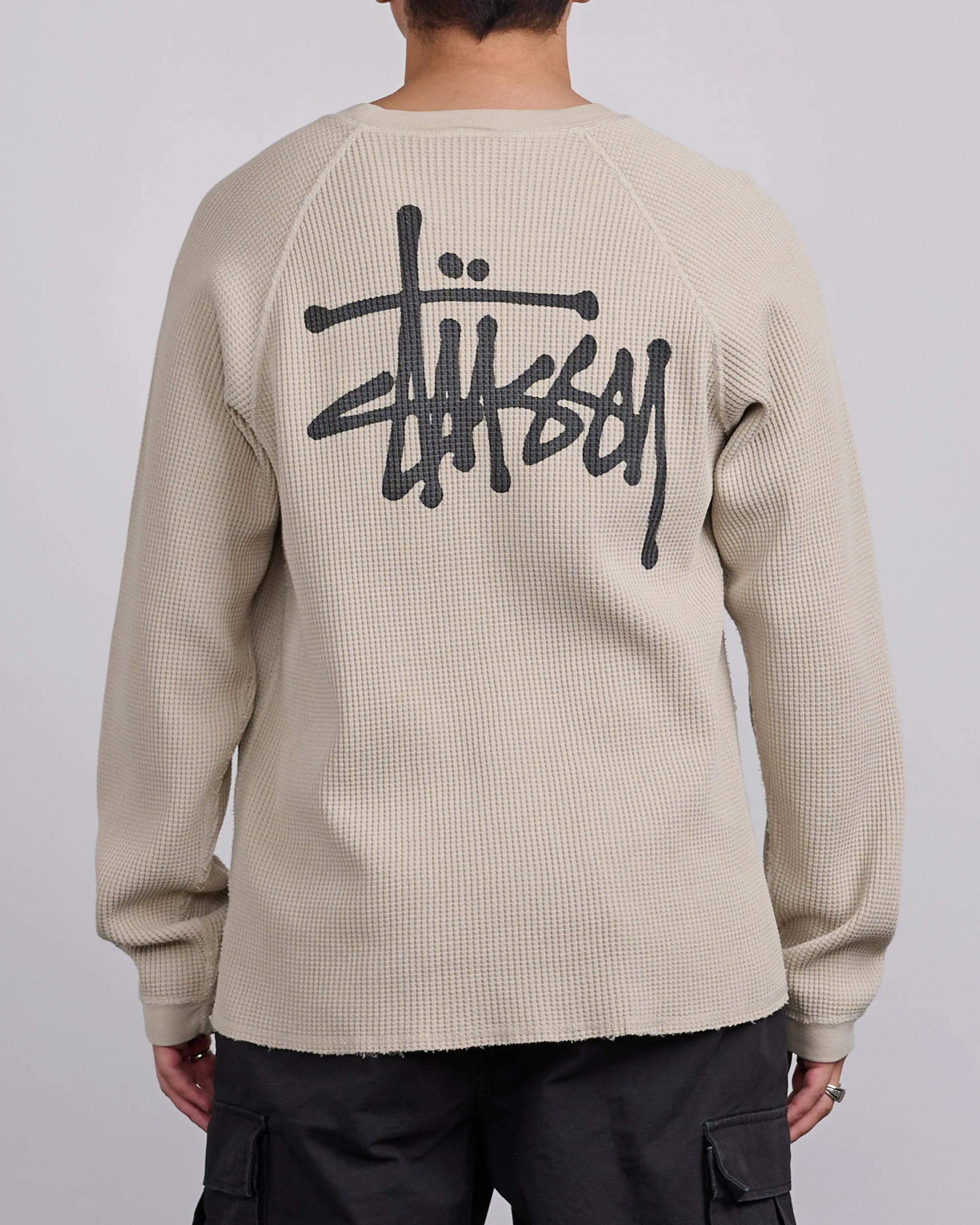 Stussy Raglan Thermal Basic Stock Crewneck Bone