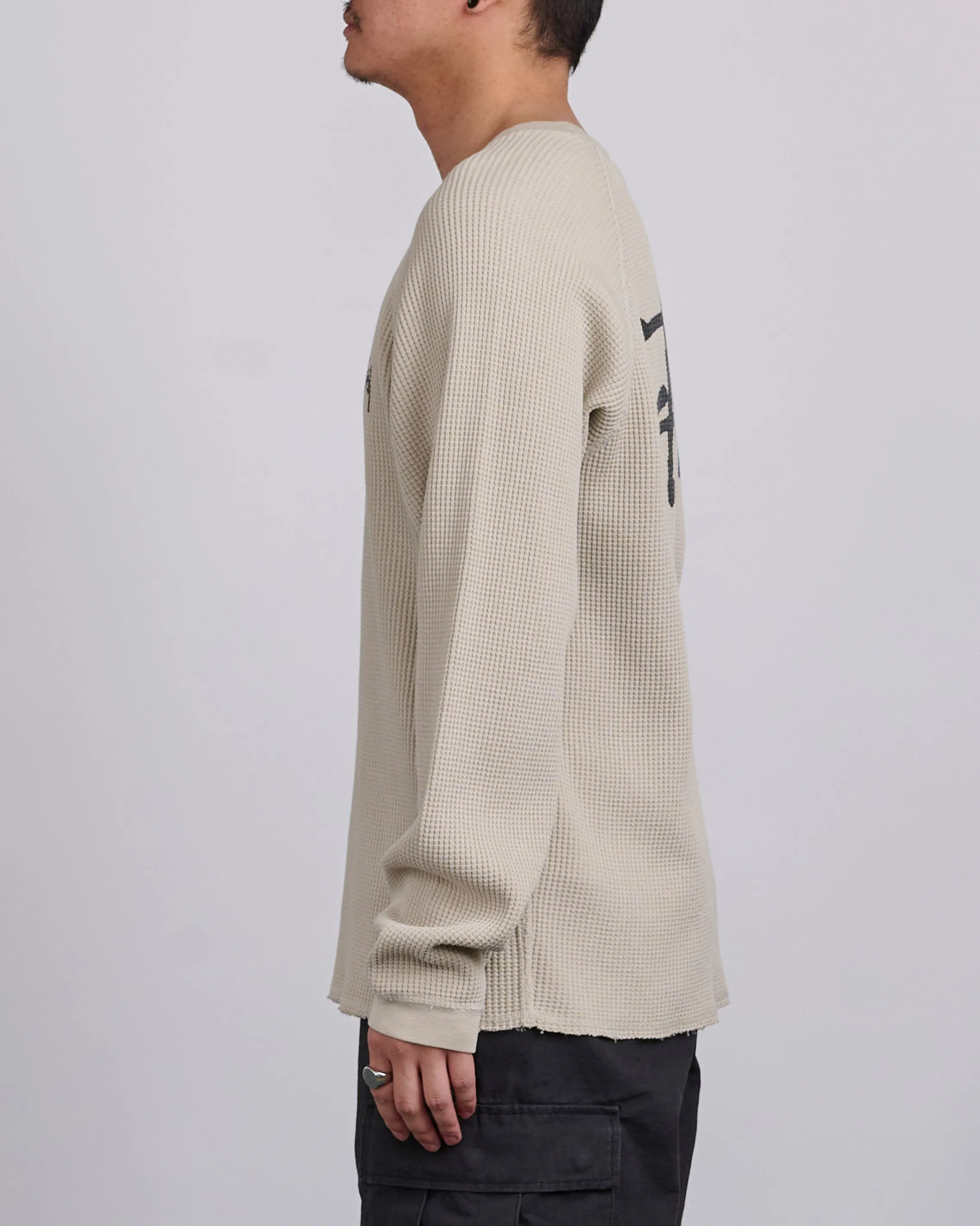 Stussy Raglan Thermal Basic Stock Crewneck Bone