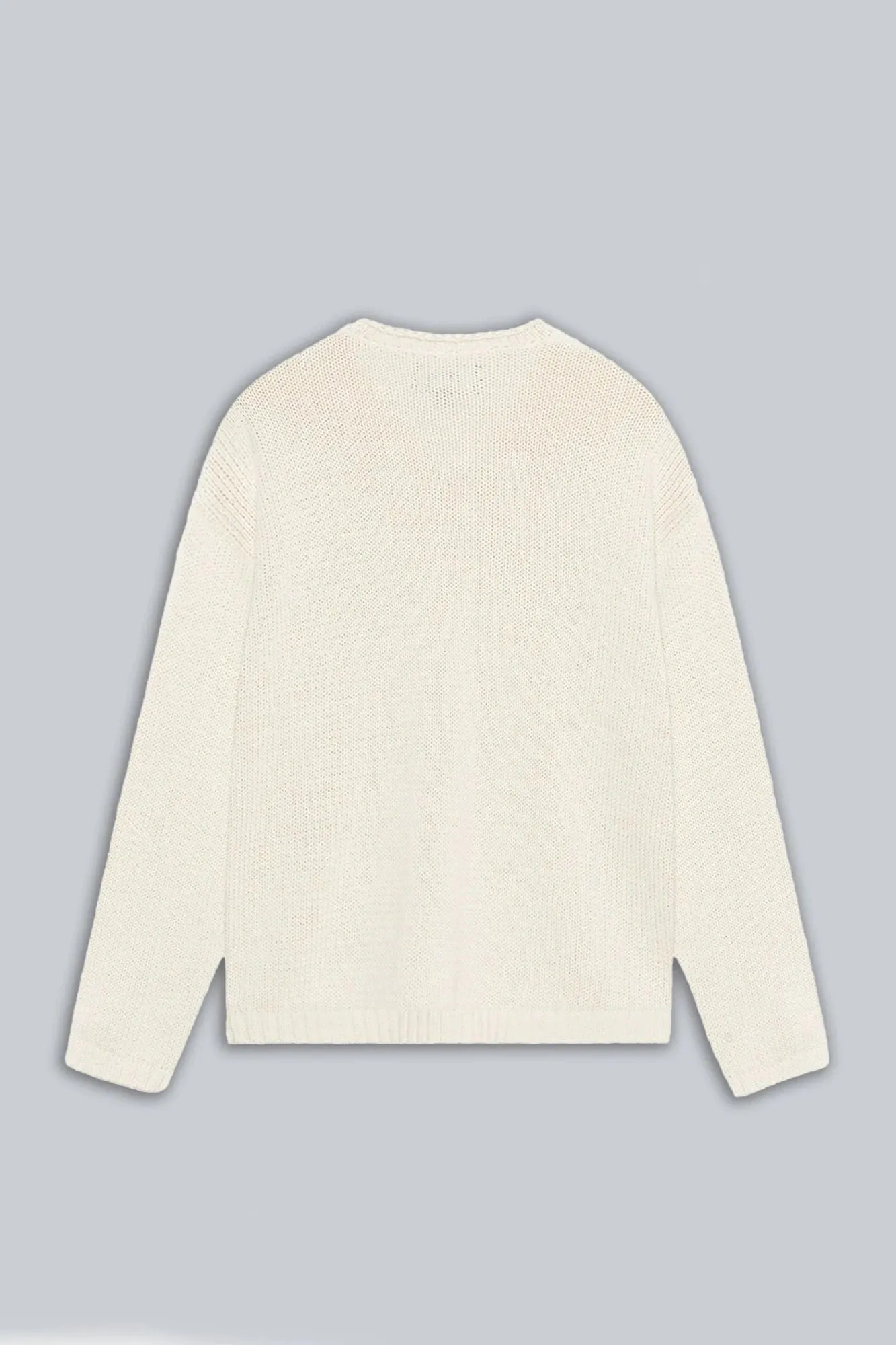 STUSSY ROLL V-NECK LOGO SWEATER NATURAL
