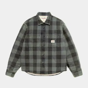 STUSSY SHERPA LINED BUFFALO PLAID SHIRT - GREEN/BLACK