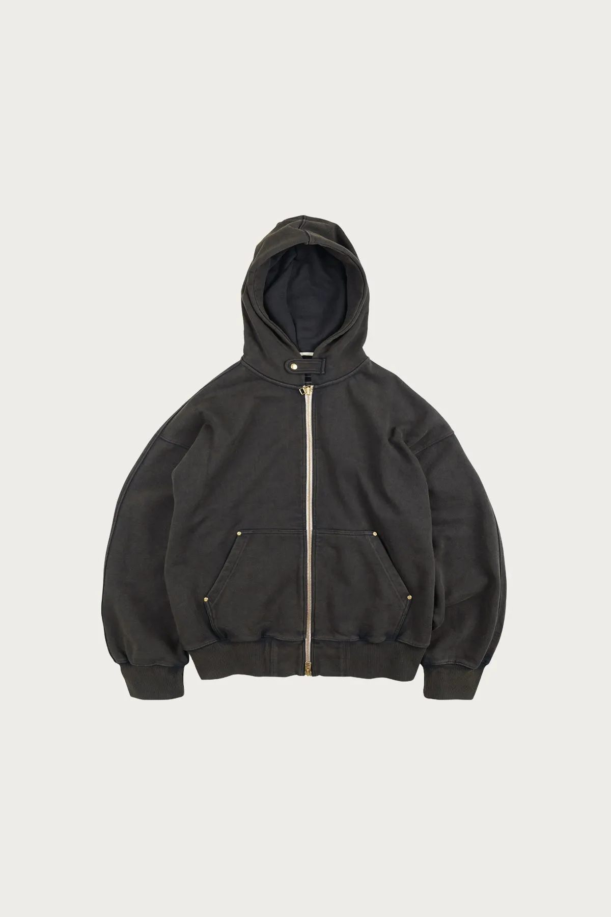 Vintage Dyeing Hood Zip Up Parka - Black/Brown