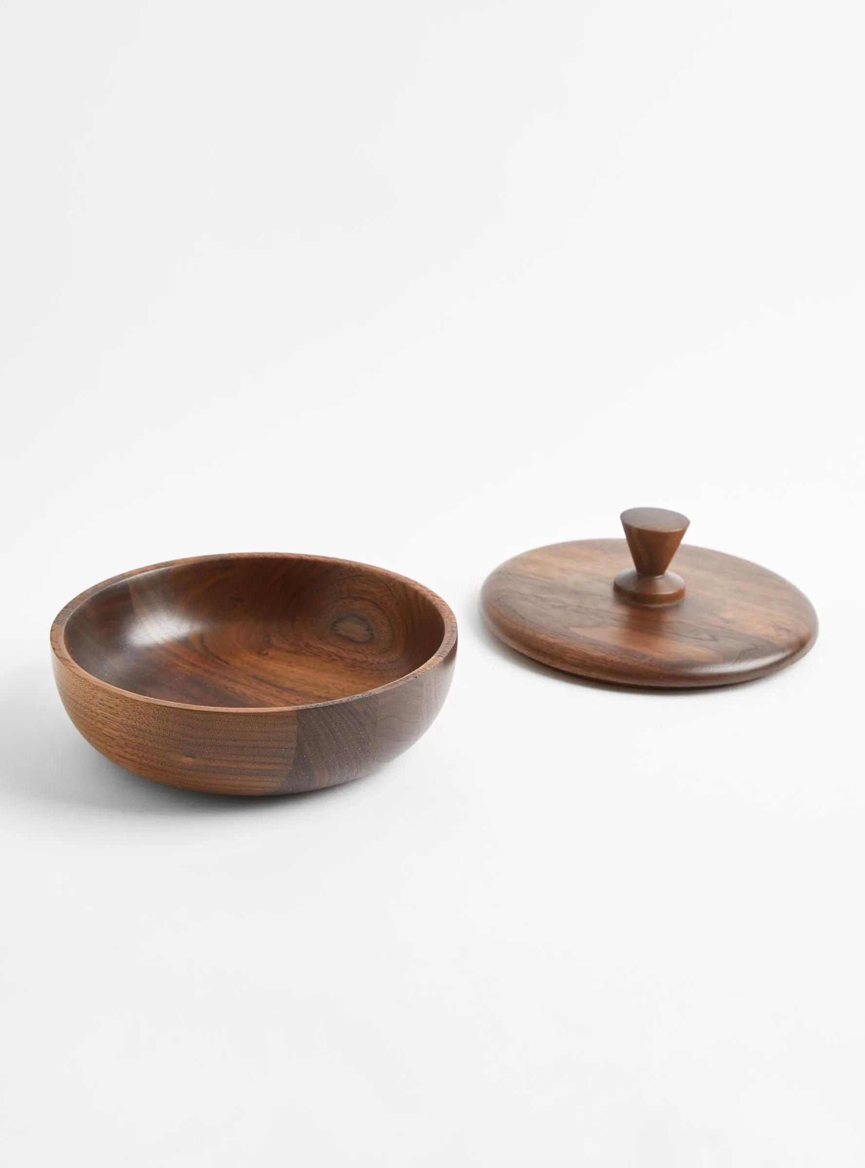 Walnut L Bowl Container - Triangle Knob